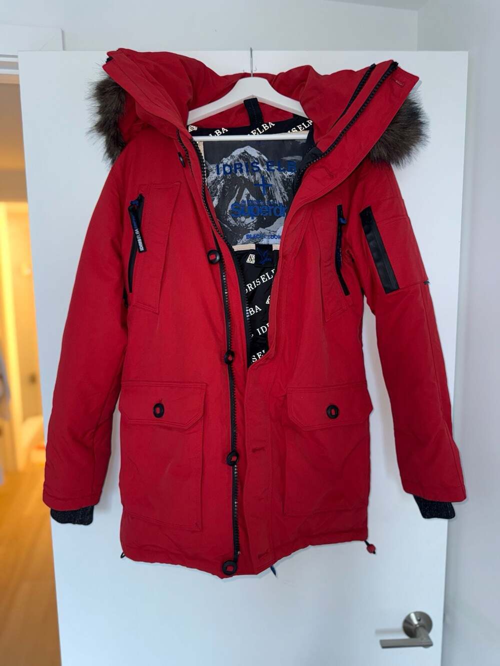 Superdry Idris Elba Blackicedown Parka Jacket Red Size S